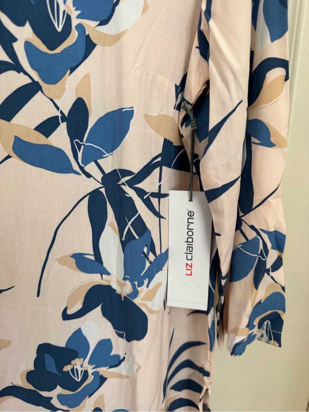 Liz Claiborne Floral V-Neck Popover Tunic Top Pink Blue NWT Small - Picture 6 of 8